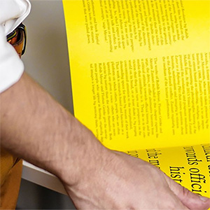 hand resting on history textbook